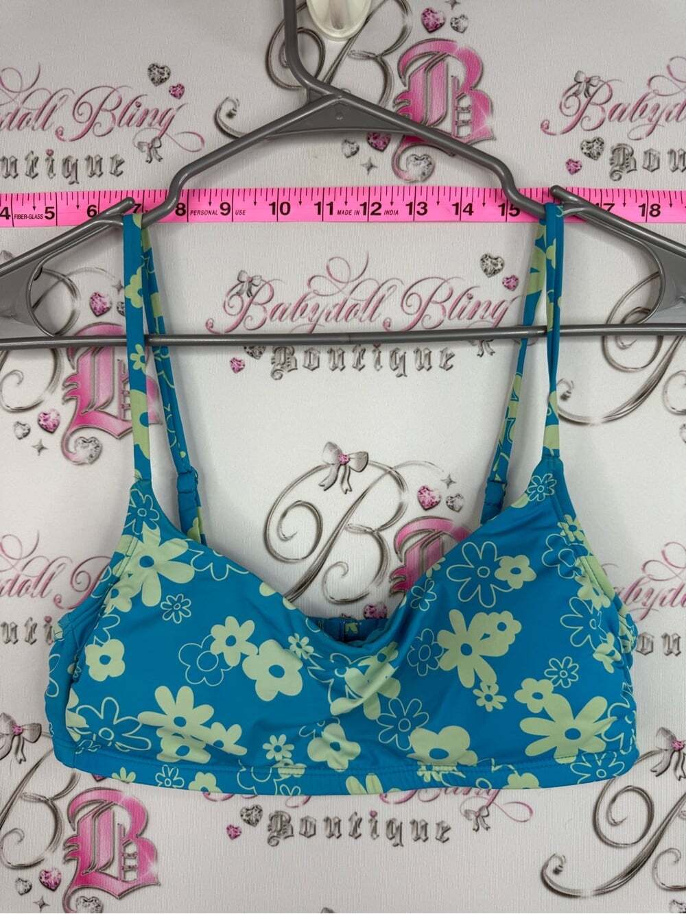 Ardene bikini top bra bright green blue Teal Floral Bikini Top
